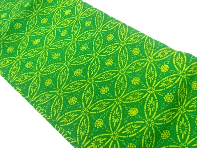 JAPANESE NAGOYA OBI / CHIRIMEN / KATAZOME / SHIPPO PATTERN